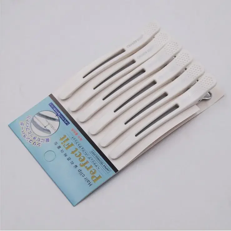 Pinzas para el cabello de cocodrilo, pinzas de peluquería, pinzas de sección, horquilla de cocodrilo para peluquero, herramientas de estilismo de salón, accesorios para el cabello, 6 uds.: Blanco