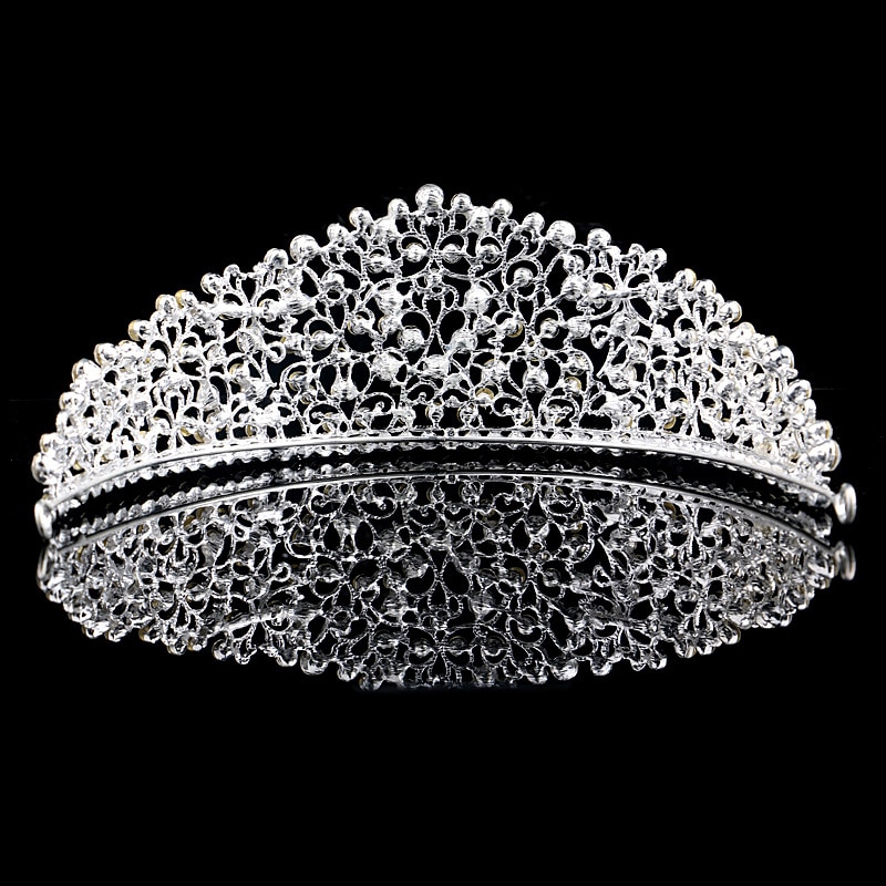 Gorgeous Sparkling Silver color Wedding Diamante Pageant Tiaras Hairband Crystal Bridal Crowns For Brides Hair Jewelry Headpiece