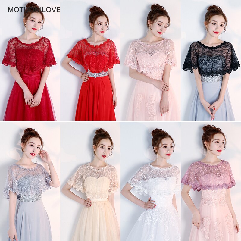 Envolturas nupciales de encaje de verano, chal blanco para mujer, encogimiento de hombros rojo, capa de boda, Bolero, cubre hombros y brazos para mujer y Niña