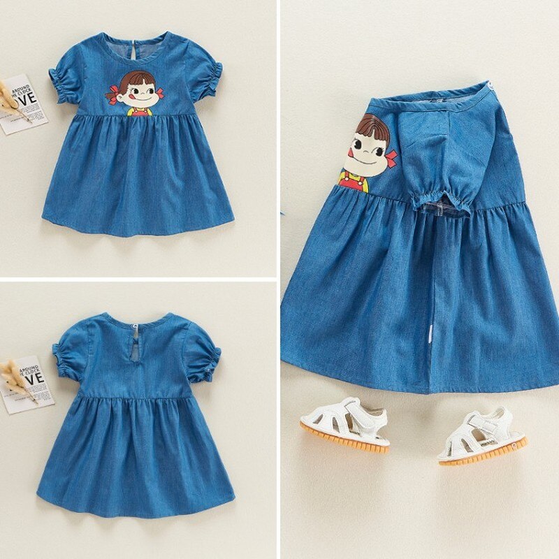 Denim Strampler für Junge und Kleid für Mädchen Karikatur Druck Baby Karosserie Zwilling Outfits Nette Kleidung für Neugeborene Baby dinge