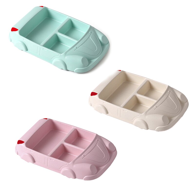 Bebis barn barnträning servis barn tallrik separat söt bil porslin baby matning set barn servis bambu fiber