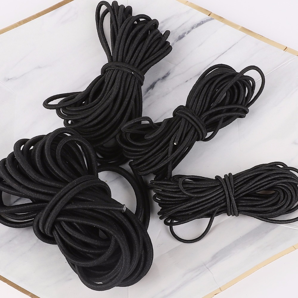 Black Round Elastic Cord Beading Stretch Thread/String/Rope for Necklace Bracelet Jewelry Making 1/1.5/2/.2.5/3/4/5 mm Diameter