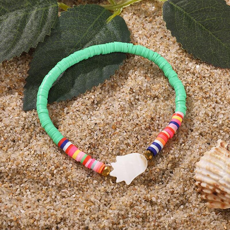 Afrikanske perle perle halskæde kvinder mænd boheme farverig ler heishi choker halskæder boho handamde smykker: Grøn
