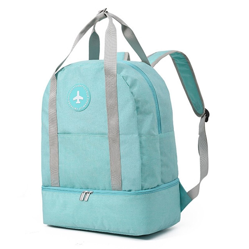 -Men Women Multi-Function Travel Backpack Fitness Bag Travel Large Capacity Waterproof Clothes Shoes Storage Bag: Light Blue