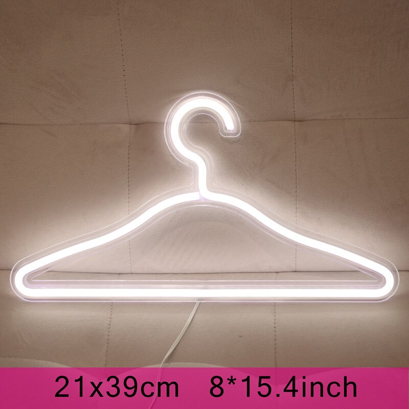 Led hanger forma luz de néon quarto casa festa decoração do casamento lâmpada de néon para o natal holliday grils presente néon luz da noite: Hanger-White