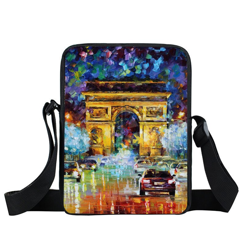 World Map / Oil Painting Landscape Mini Messenger Bag Women Handbag Ladies Shoulder Bag Portable Crossbody Bags Bookbag: XKB YOUHUA021