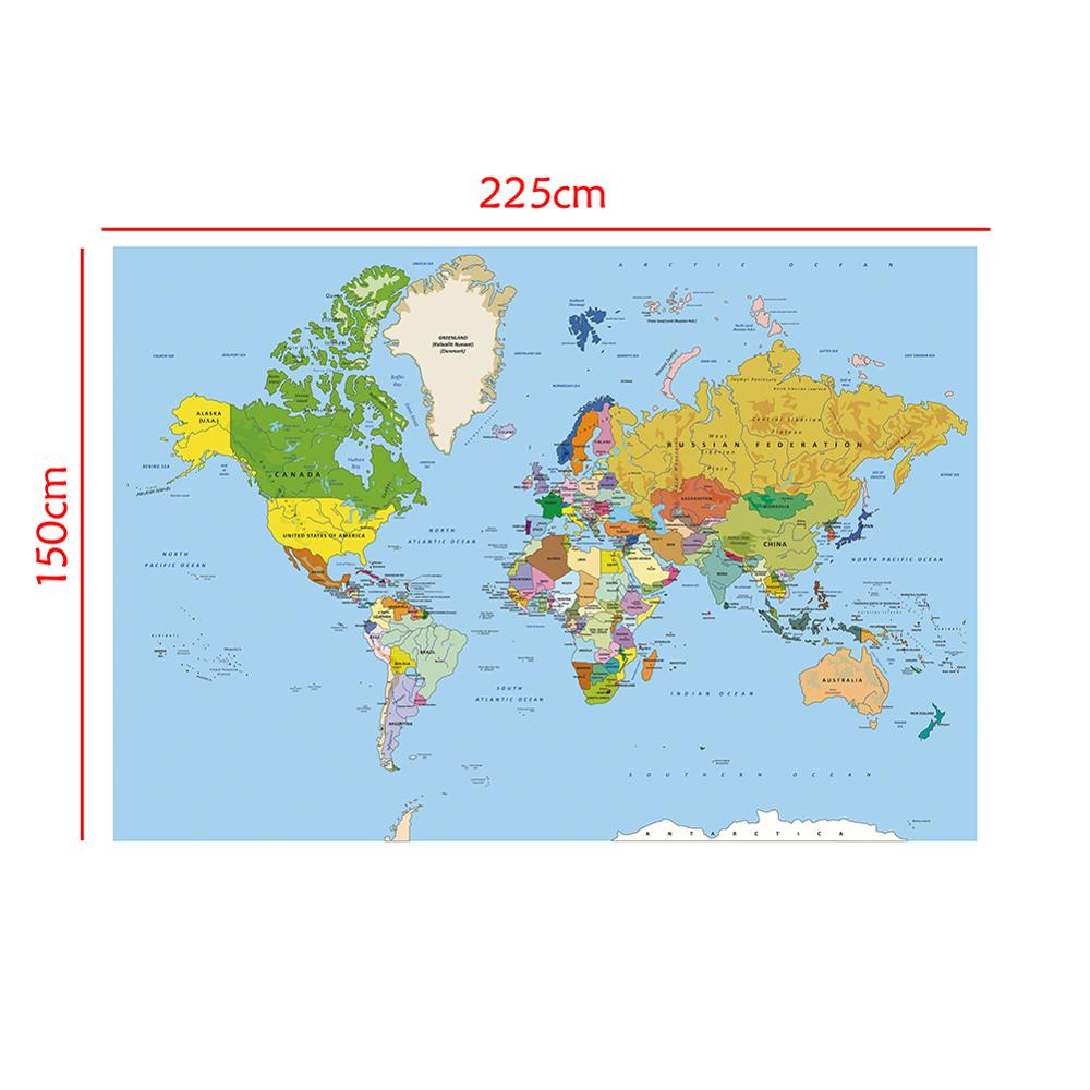 Proyección de Mercator para Cultura y Educación, mapa del mundo Regular no tejido de 150x225cm