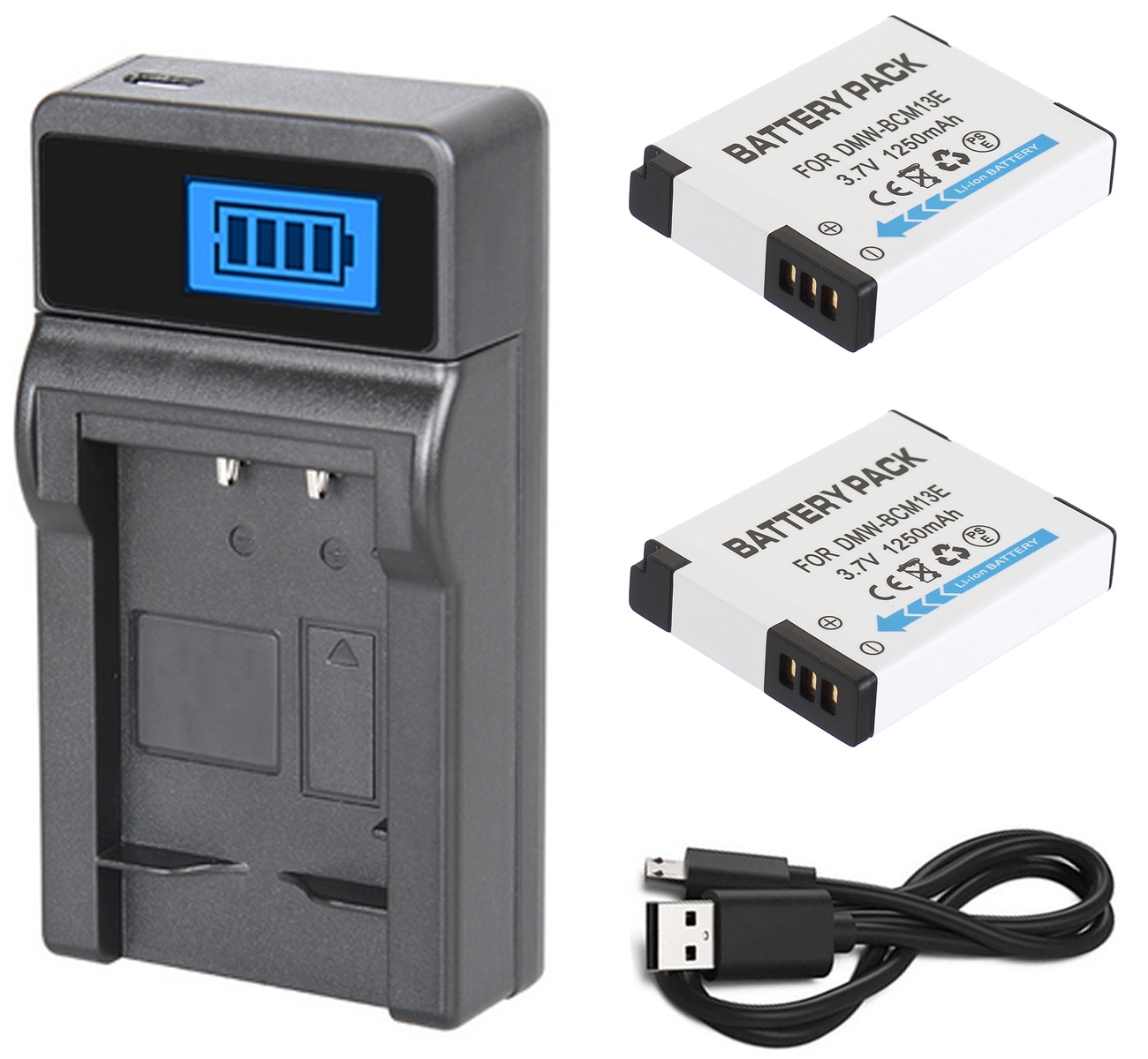 Batterie (2-Pack) + chargeur pour Panasonic Lumix DMC-TZ40, DMC-TZ41, DMC-TZ60, DMC-TZ61, DMC-TZ70, DMC-TZ71, appareil photo numérique