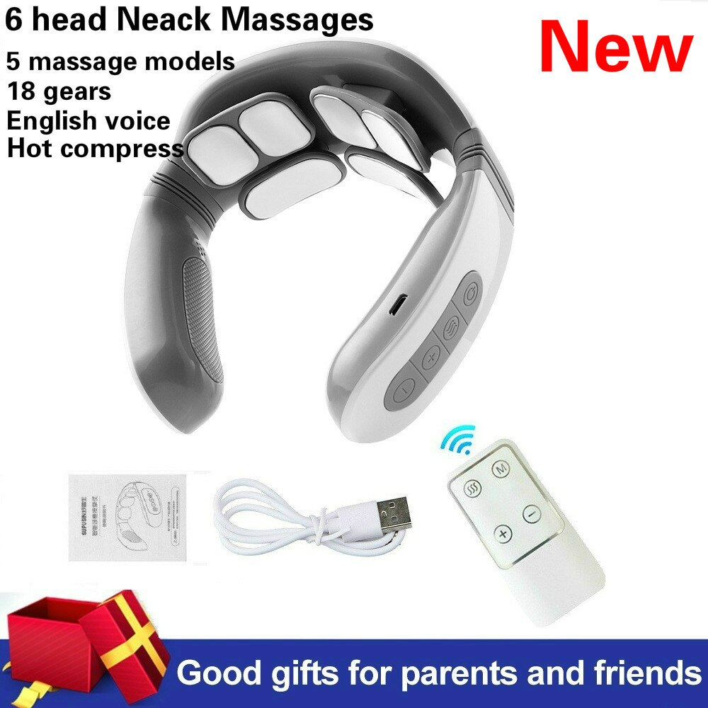 Electric Neck Massager 6 Head Intelligent Wireless Cervical Massagers Heating Vibration Massage Health-Care Pain Relief: Type 1