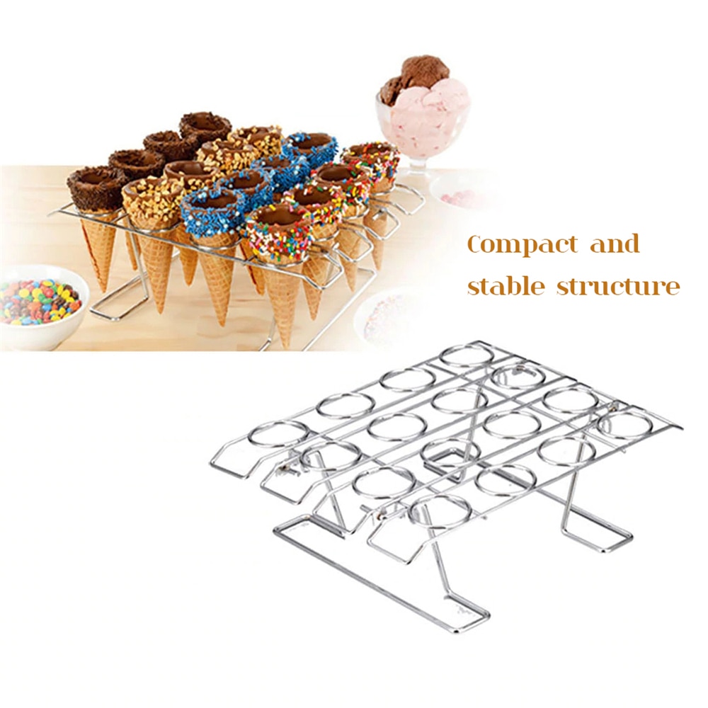 Stainless Steel Ice Cream Cone Display Rack Stand Sushi Hand Roll Holders Baking Cake Cupcake Wedding Party Buffet Display Rack