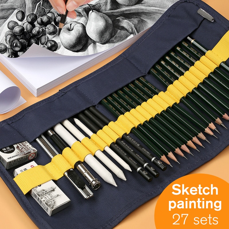 Deli 27pcs Sketch Pencil Set Sketching Drawing Tool Kit For Beginner Wood Pencils For School Students Art Supplies