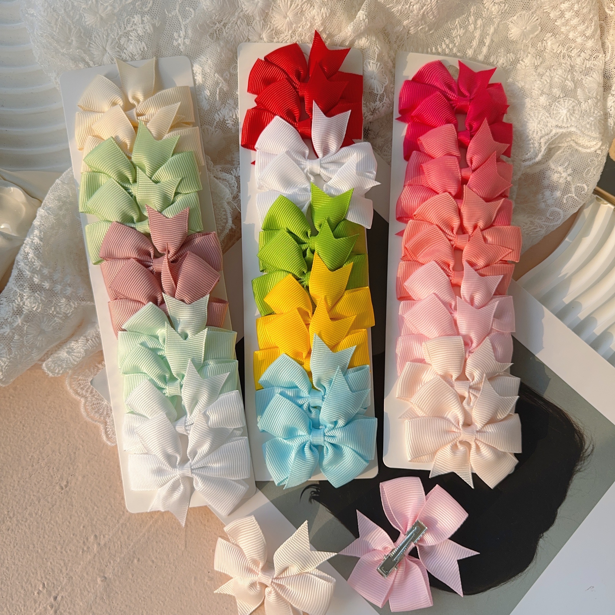 6-10 Uds. Pinzas para el cabello con lazo bonito para niñas, pinzas para el pelo con lazo colorido, pasadores hechos a mano, accesorios para el cabello para niños