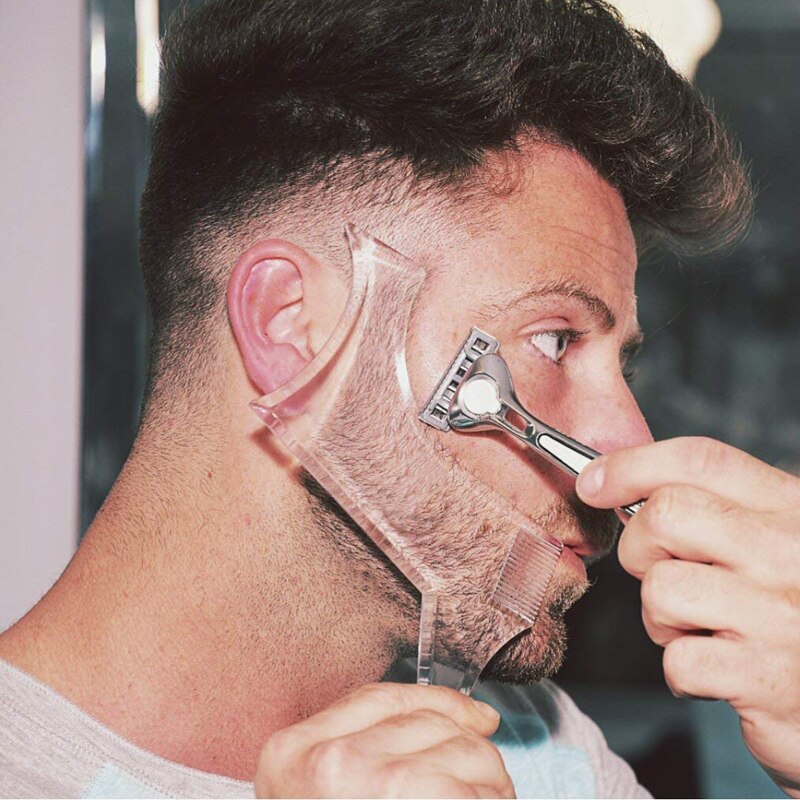 Mænd skæg formning styling skabelon kam gennemsigtig mænds skæg kamme skønhedsværktøj til hår skæg trim skabeloner: Opgraderet klar