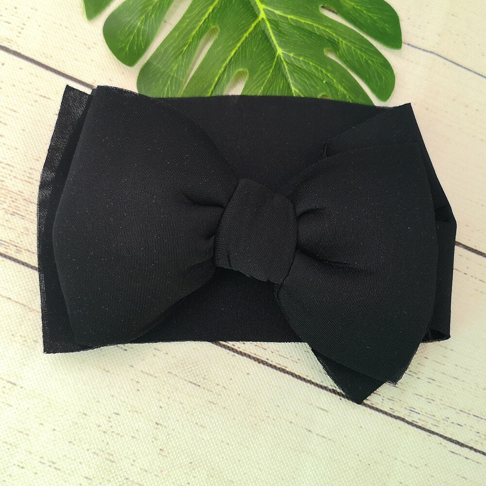 Baby Meisje Hoofdbanden Haarband Baby Hoofdband Bladerdeeg Bandeau Bebe Fille Bullet Stof Boog Knoop Headwraps Tulband Baby Haar Accessoires: Black