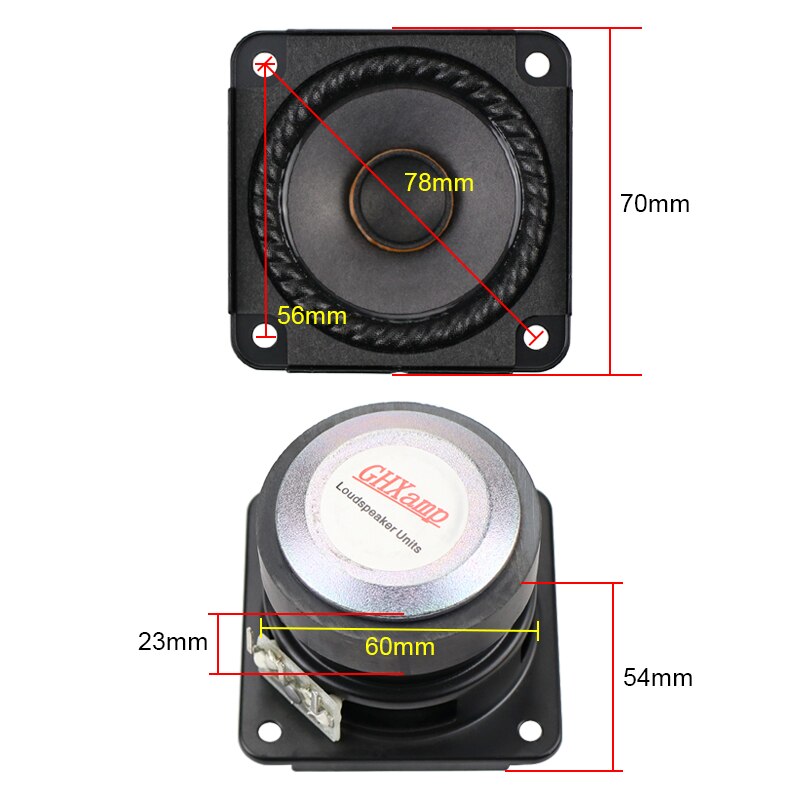 Ghxamp 2.75 inch 70MM Full Range Speaker 4ohm 30W Speaker Diy 88DB Full Frequency Loudspeaker Ripple Folding Edge 2pcs