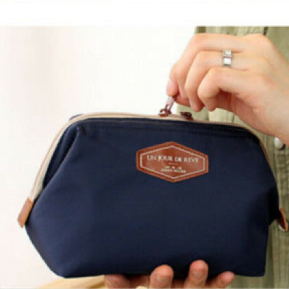 Necessaire feminina maquiagem cosméticos, bolsa de viagem produtos de higiene organizadora: Azul profundo