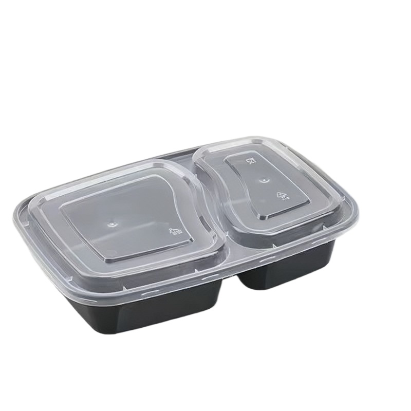 5/10 stuks zwarte wegwerp lunchboxen met twee of drie compartimenten, fastfoodverpakking met deksel, vershoudbox: Bruin / 5 stuks