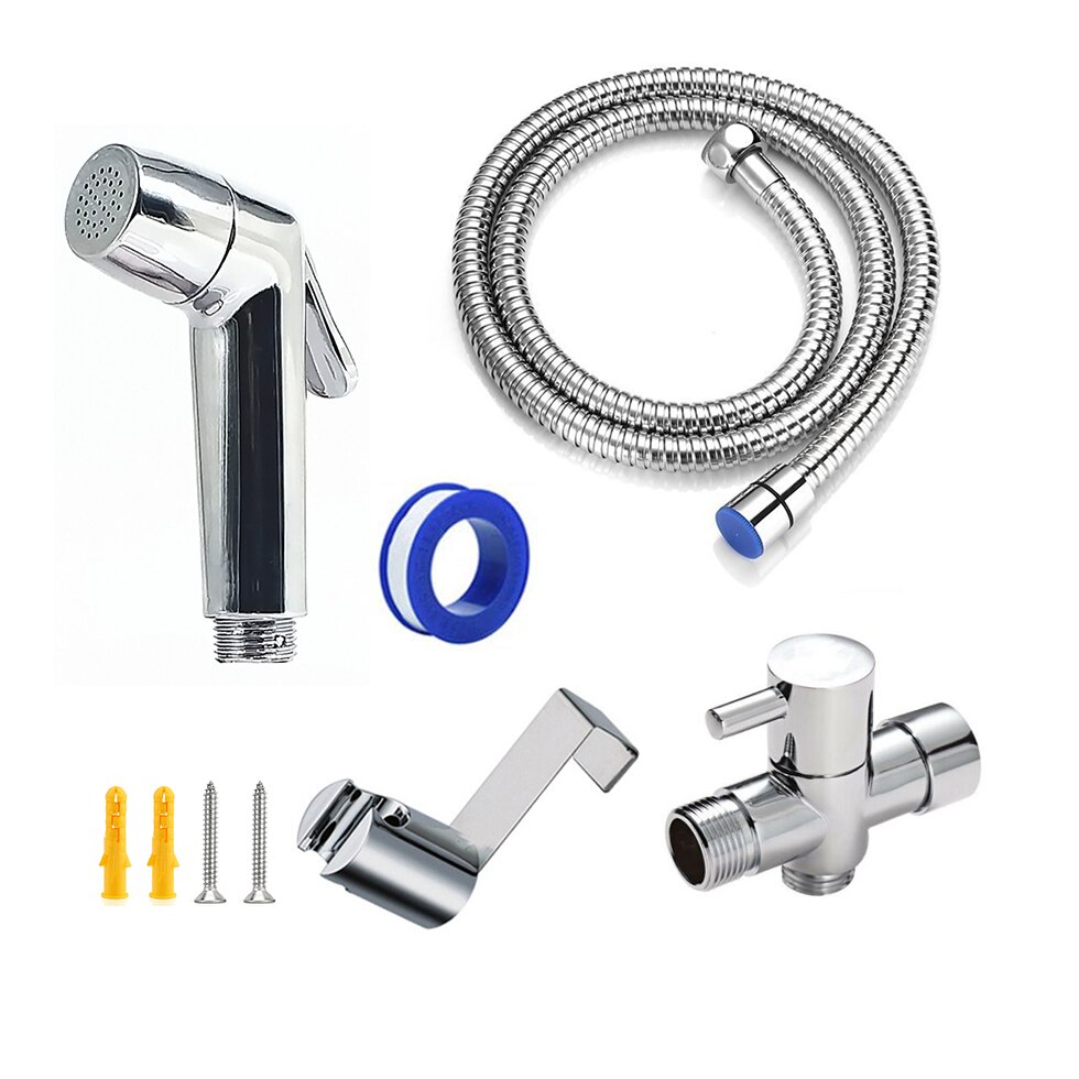 Cabezal de ducha de mano, ducha, inodoro, bidé, chorro de lavado en aerosol, Shattaf con manguera de acero inoxidable de 1,5 metros