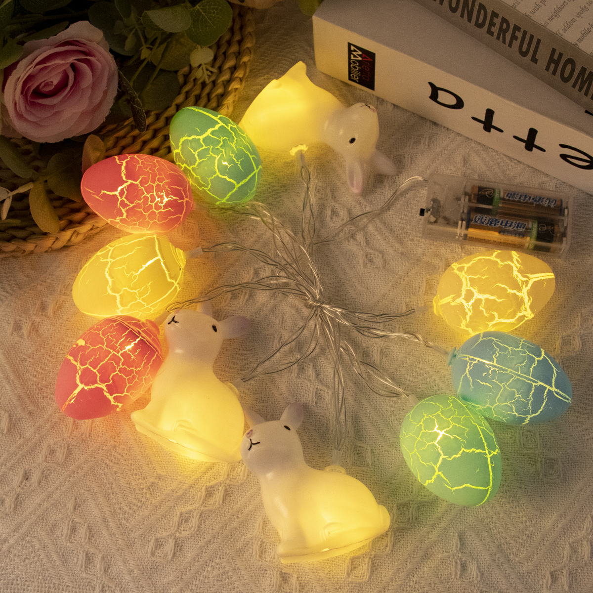 Décorations d'arbre lumineux LED en bouleau de pâques, 60cm, pour Table de maison, œuf de pâques, ornement suspendu, arbre organique, fournitures de fête de pâques: Fluorescence Jaune