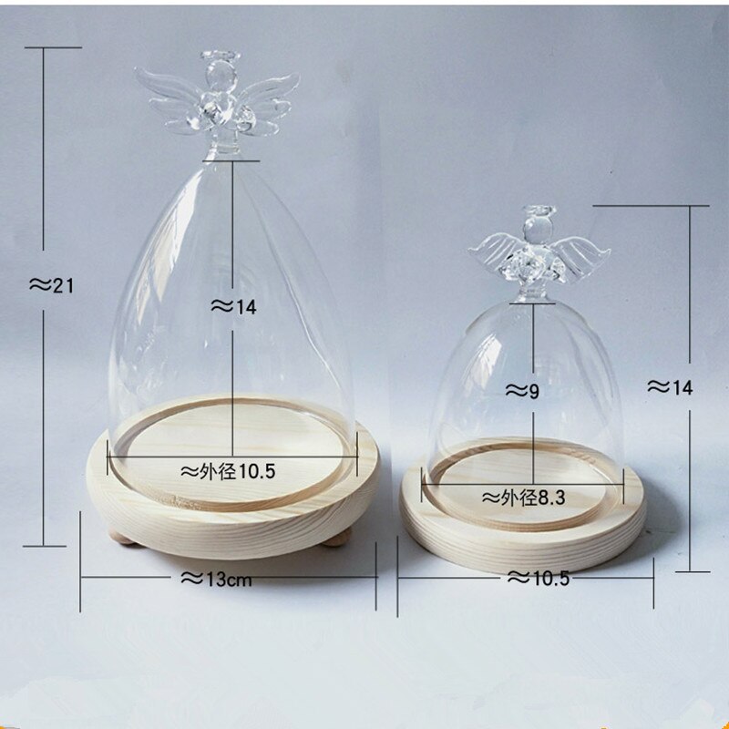 8.5*9cm Angel Top Glass Dome Home Decoration Diameter=8.5cm Height=9cm Different Base Glass Dome DIY Wedding Favor Friend
