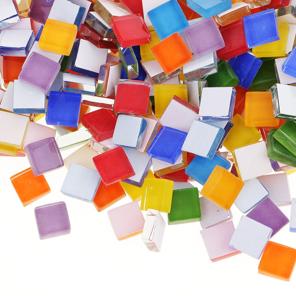 390 Piece Multicolor Square Vitreous Glass Mosaic Tiles Tessera for DIY Crafts 10x10mm