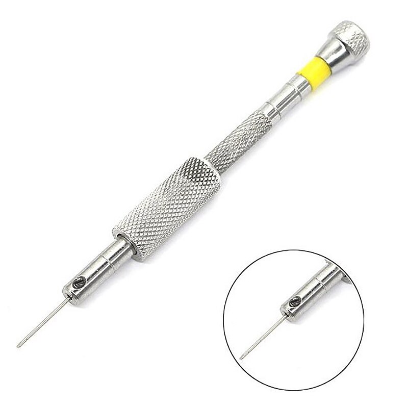 1 Juego de destornillador de reloj de acero inoxidable plano y hoja cruzada de 0,8 Mm a 1,6 Mm con soporte