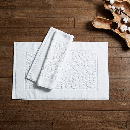 Alfombra de algodón antideslizante con absorción de agua para baño, Toalla blanca para suelo, para hotel, hogar, gris: white cobblestone