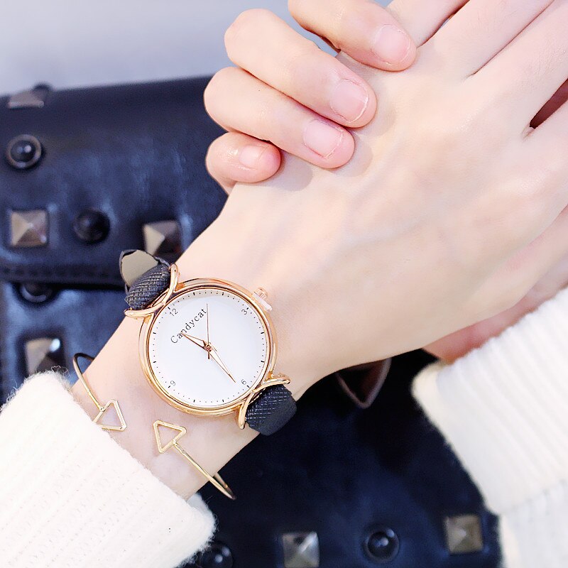 Meisjes Horloge Koreaanse Student Mode Meisje Eenvoudig En Mooie Junior High School Candycat Veelzijdige Kleine Verse Quartz Horloge: B (no bracelet)