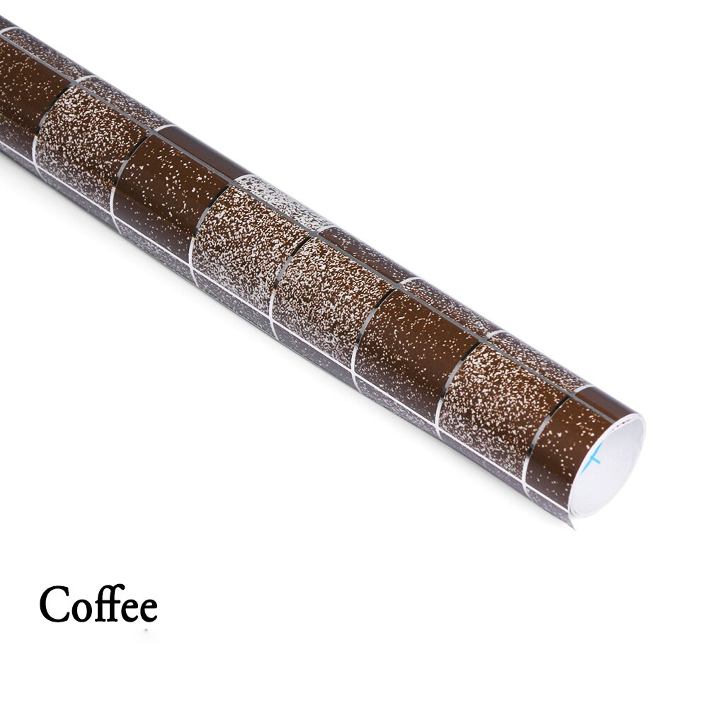 Aluminiumsfolie selvklæbende tapet badeværelse vandtæt skrub mosaik vægfliser klistermærker køkken olietæt tapet: Kaffe / 200 x 45cm