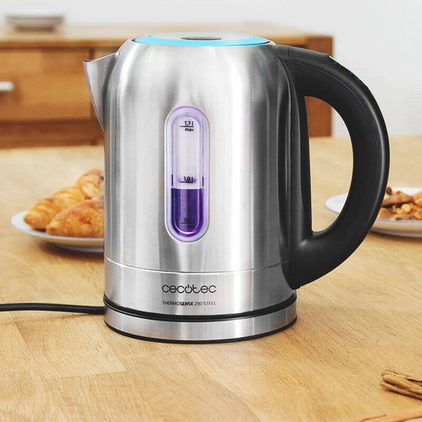 Cecotec-hervidor de agua ThermoSense 290, acero inoxidable, 2200W, 1,7L