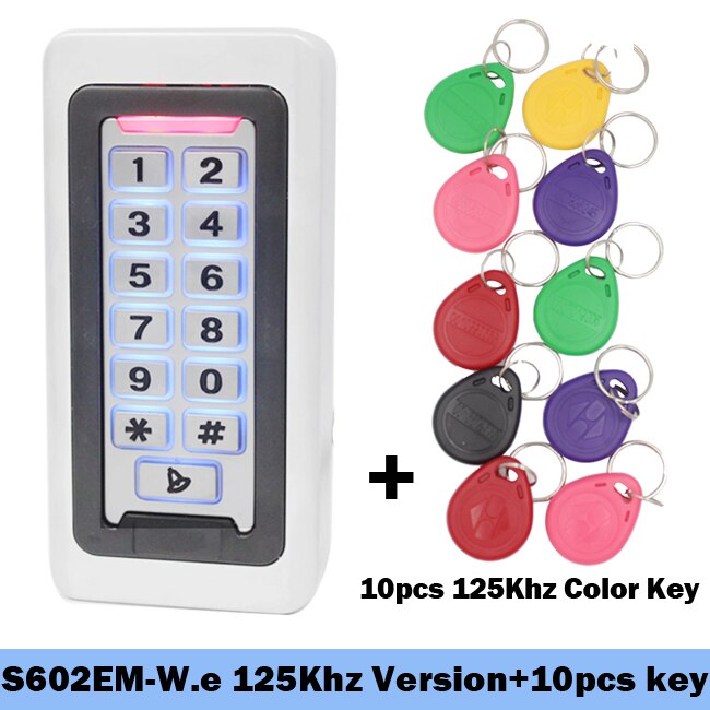 IP67 Waterproof 2000 User Backlight Metal Keypad Lock RFID 125Khz Standalone Door Access Control Kits Wiegand 26 Output Reader: AC and 10 key