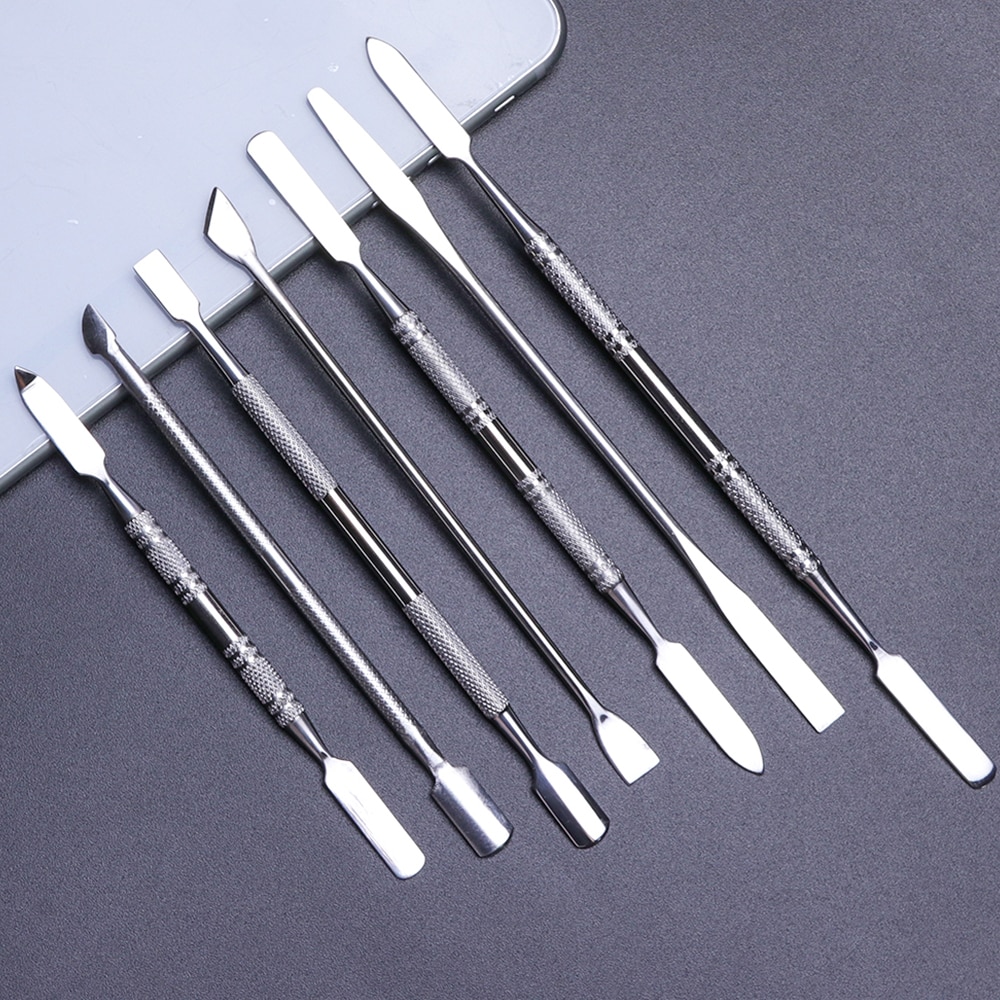 1pc 2 ways Stainless Steel Cuticle Cutter Nail Art Polish Tool Double Sided Pusher Remover Stirring Rod Manicure Cleaner SA809