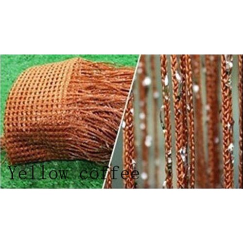 Streng vindu dør gardin bakgrunn blind panel dusker valance romdeler sølv tråd gardin krystall perler panel: Gul kaffe