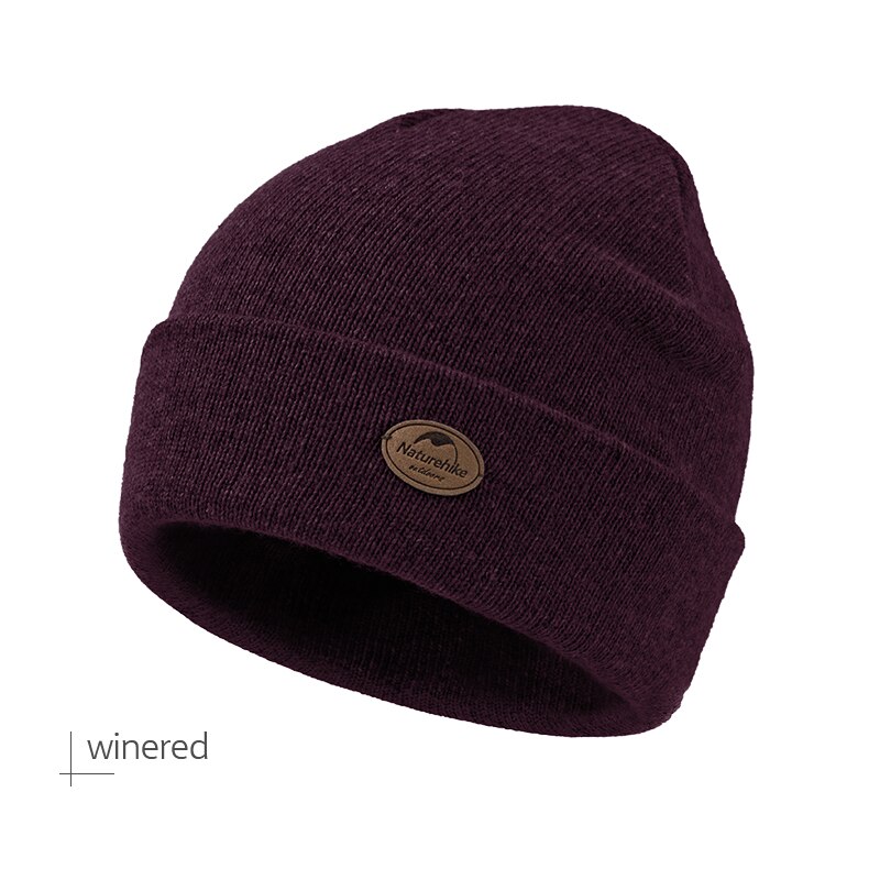 Naturehike-gorro cálido de lana para exteriores, gorro grueso de protección contra el frío, para invierno, montañismo y senderismo, NH19FS029: WineRed