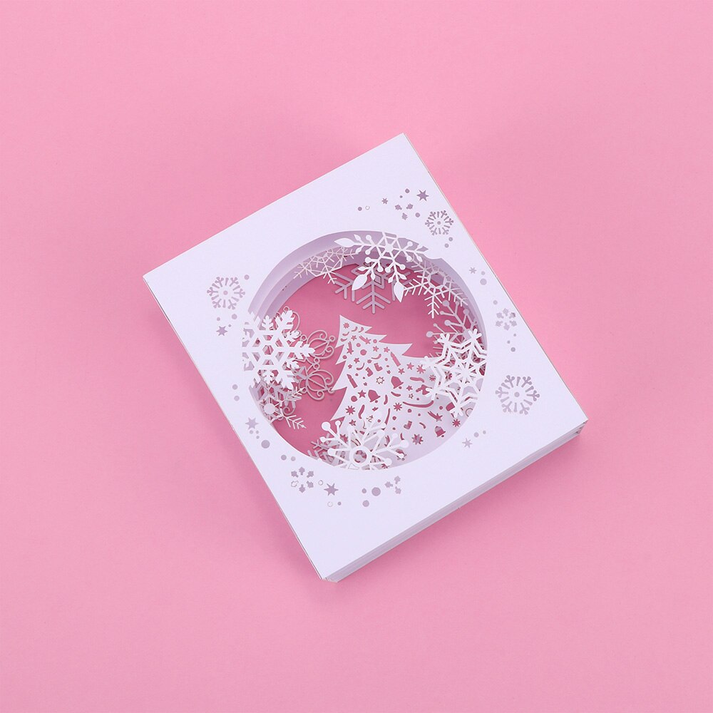 1 Pcs Handmade 3D Tree Box Snowflake Christmas Greeting Card Card Wedding Invitation Paper Card