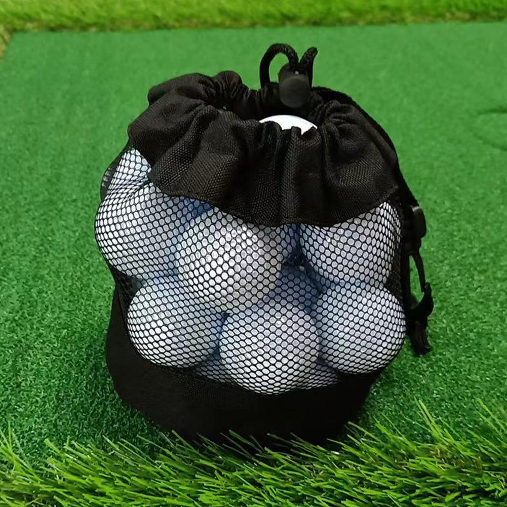 Mesh Golfbal Tassen Houder Opberg, Golf Accessoires Tennis Trekkoord Zakje Nylon Mesh Tas Zwarte Draagtas Golf Opbergtas