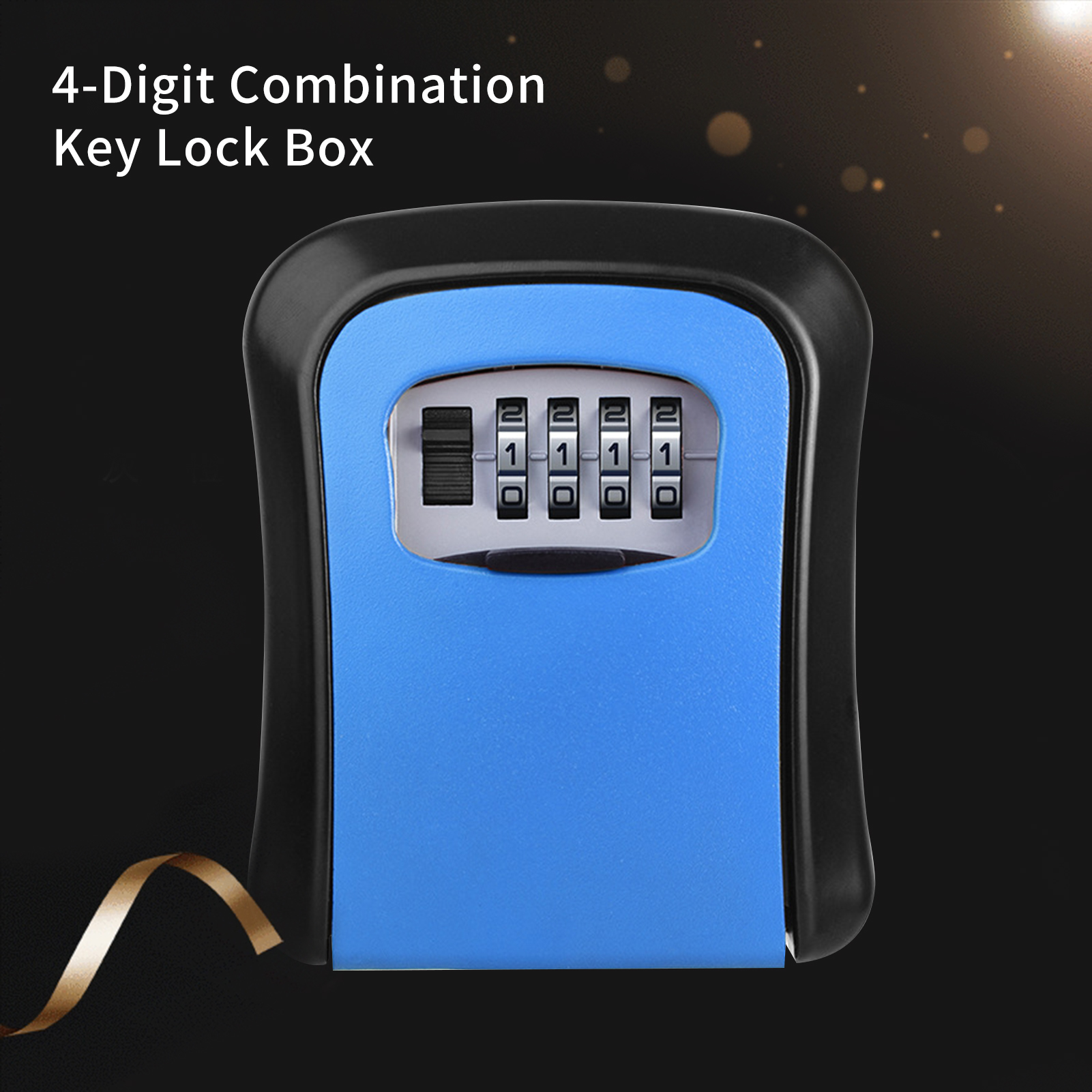 Key Storage Lock Box Wall Mount Aluminum Alloy 4-Digit Combination Waterproof Lockbox Key Safe Box for House Key ID Card U Disk