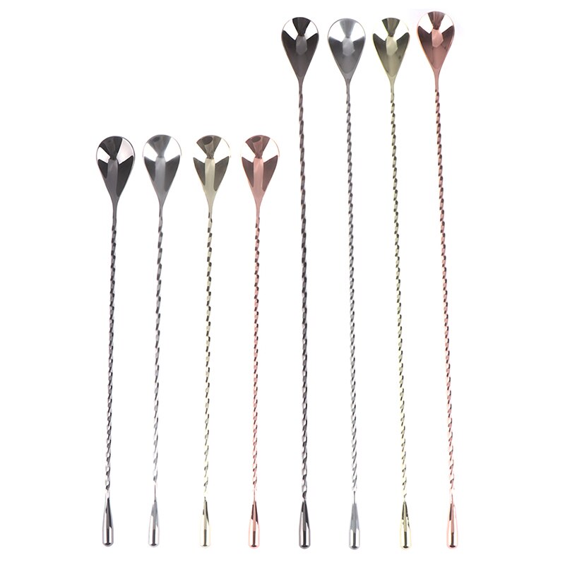 30/40cm Stainless Steel Spiral Pattern Stir Spoon Bar Tool Bar Teadrop Spoon Mixing Cocktail Spoon Bartender Tools
