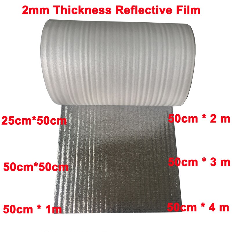 2mm Thickness Floor Heating Aluminum foil reflective film Roof insulation film: 50cm X 1m
