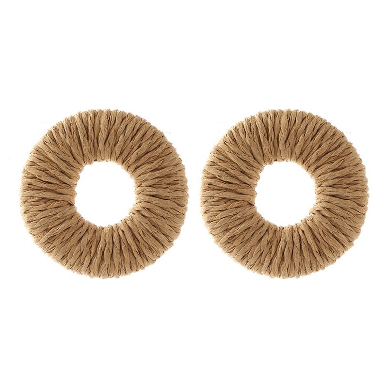 Simple Female Handmade Vine Rattan Woven Straw Earrings For Women Bohemian Geometric Round Dangle Earring Jewelry: E0374-2