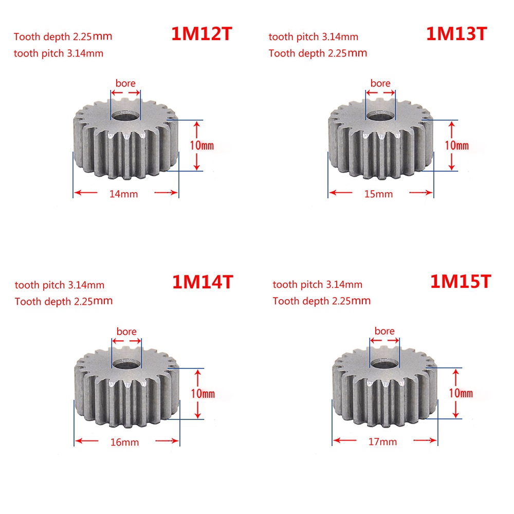 1Pcs 45 # Steel Spur Gear 1Mod 12T-28T Metalen Moter Gear 12-28 Tand pinion Gear