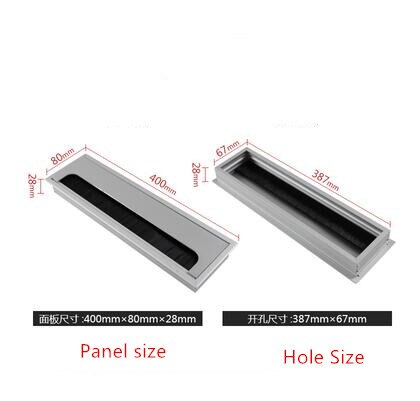 Aluminum Alloy Rectangular Desk Cable Grommets Wire Hole Cover Cable Outlet Port Surface Table Cable Hole Furniture Hardware: 400X80X28MM4