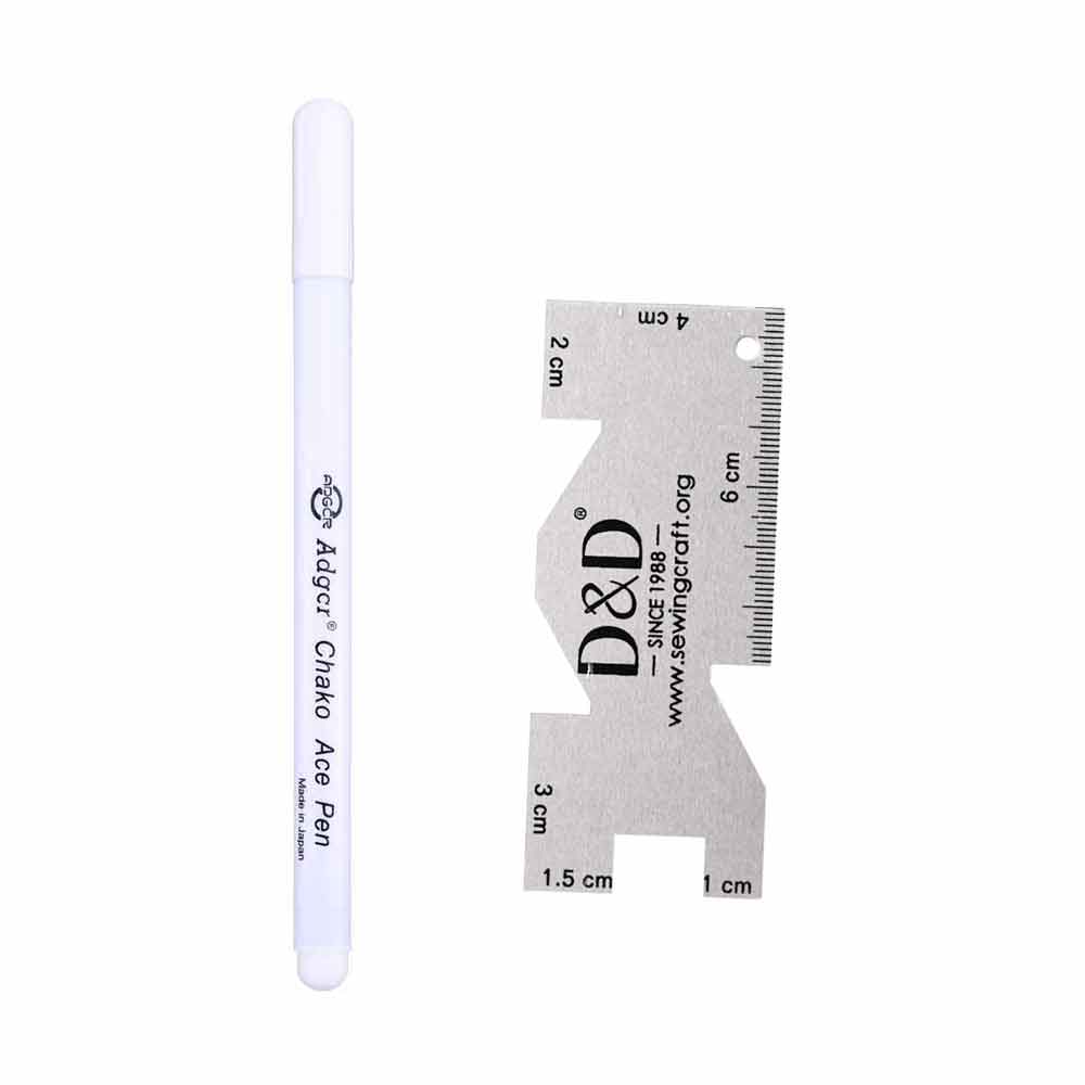 Disappearing Erasable Ink Fabric Marker Pen Water Erasable Pen&Sewing Measuring Gauge for Quilting Dressmaking Sewing Tool: White and Gauge