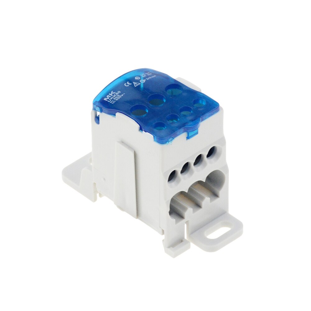 Color UKK80A Terminal Block 1 in many Out Din Rail distribution Box Universal Electric Wire Connector IN 80A UI 690V 1000V AC/DC