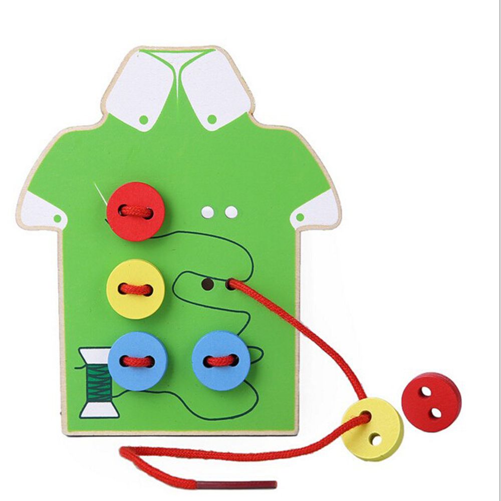 abalorios para niños Tabla de cordones juguetes de madera para niños pequeños botones para coser educación temprana enseñanza SIDA para niño niña niños
