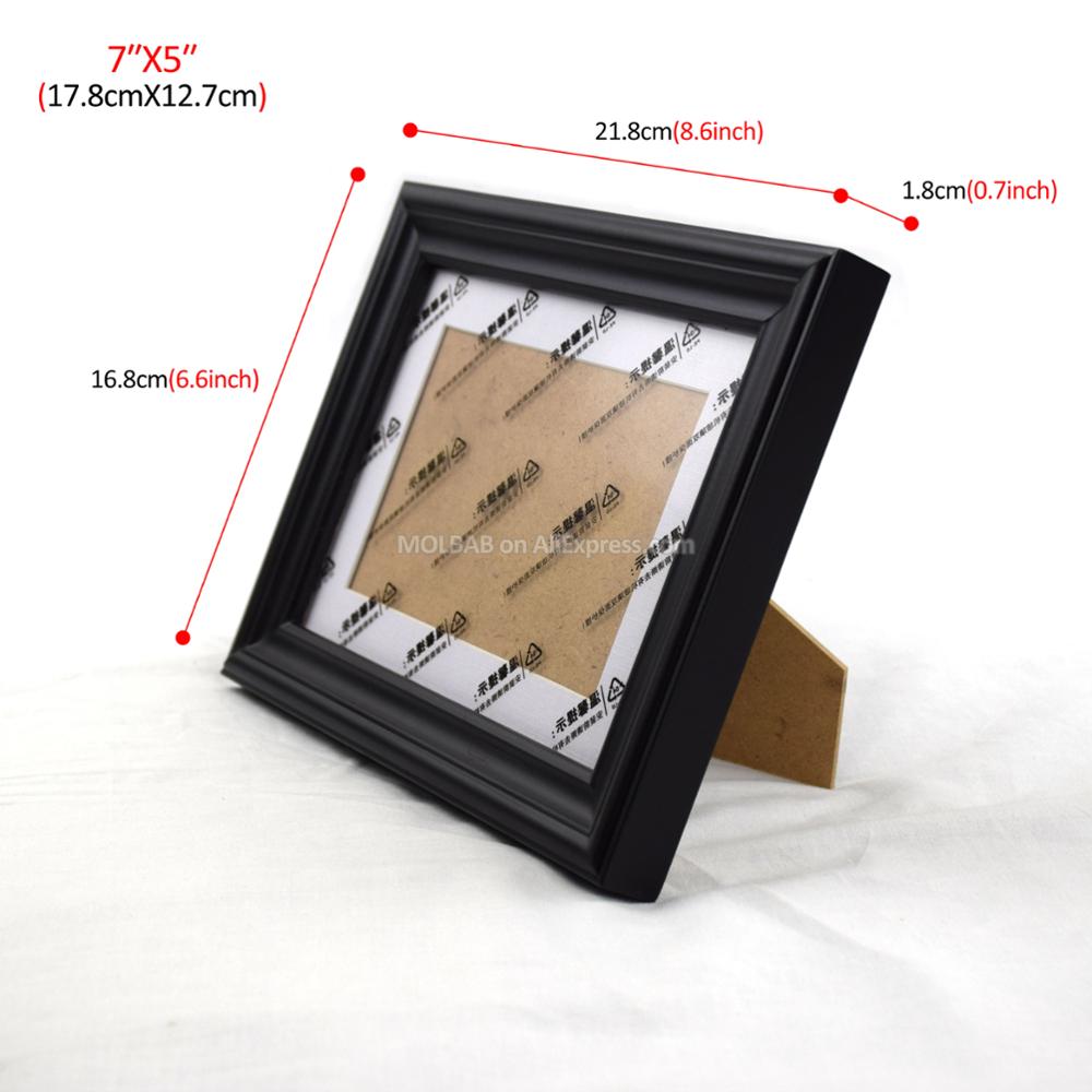 7X5 Inch Black Wood Tabletop Photo Picture Frame With Matboard Unique Style Wooden Molding Border Wall Mounted For Desk Decor