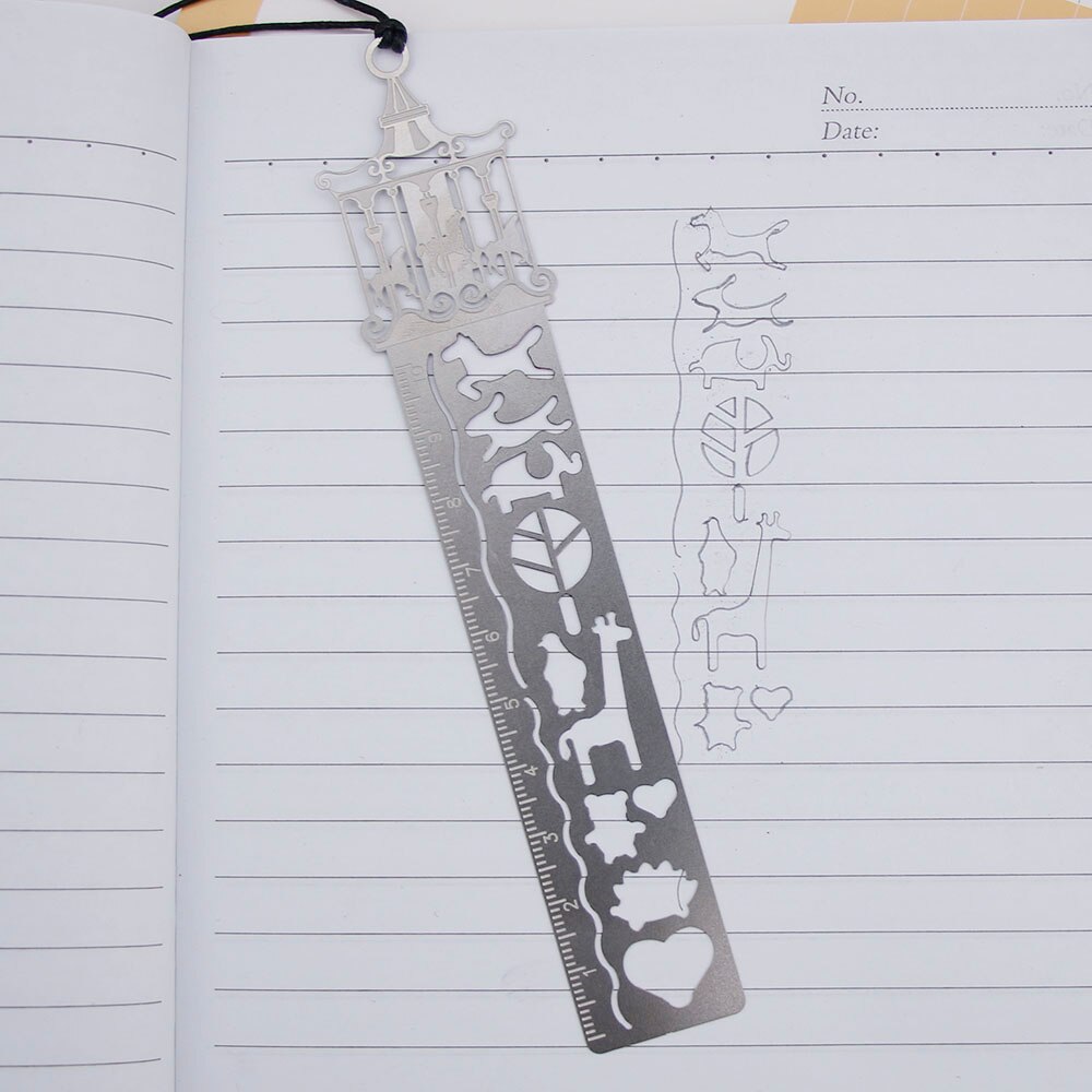 Marcapáginas de Metal hueca de jaula de pájaro creativa caballo, regla de manualidades, útiles escolares para estudiantes,