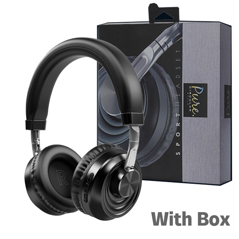 Draadloze Hoofdtelefoon Met Mic Audifonos Hifi Bluetooth 5.0 Headset Metalen Gaming Koptelefoon Sport Opvouwbare All-Inclusive Oortelefoon: Black-VJ083 With Box