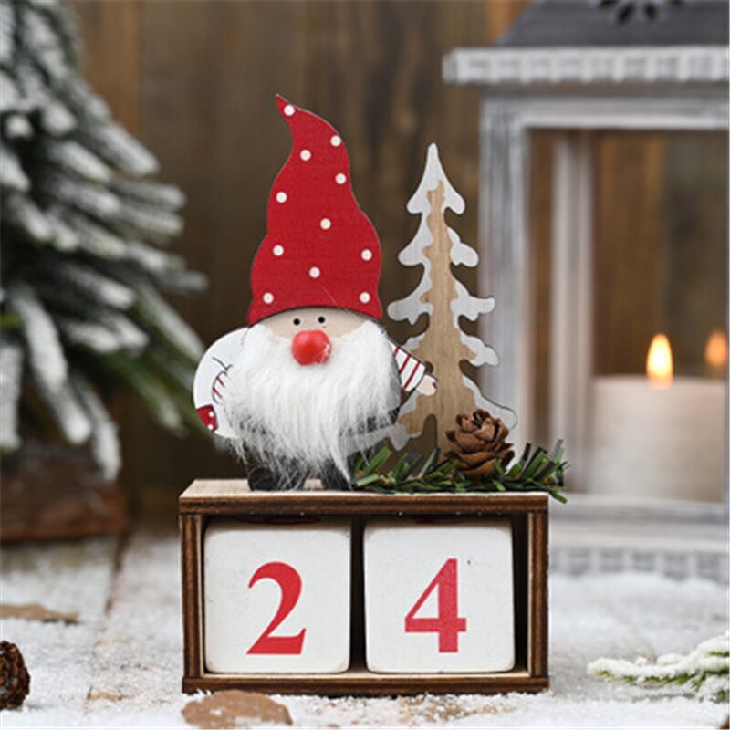 Santa Claus Wooden Pinecone Calendar Christmas Wooden Calendar Christmas Year Countdown Calendar Calendario Madera: A