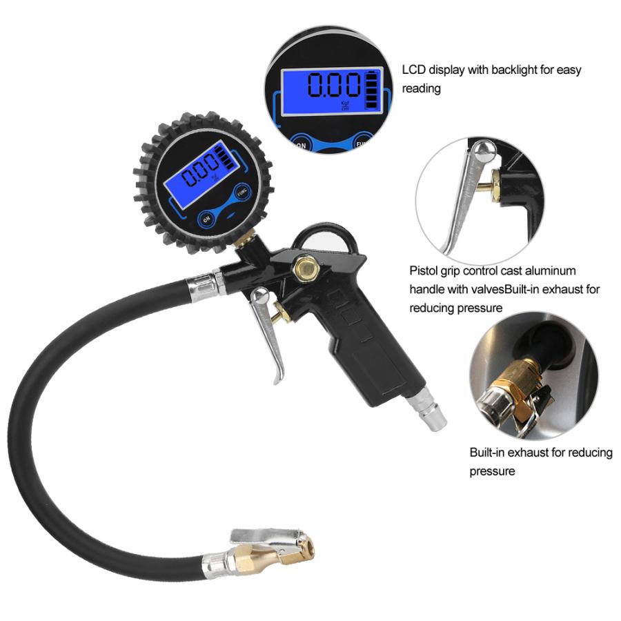 High-Precision Car Tire Pressure Gauge Tester Digital Table Safety Barometers US Male Head Inflator Pumps Tire Repair Tools